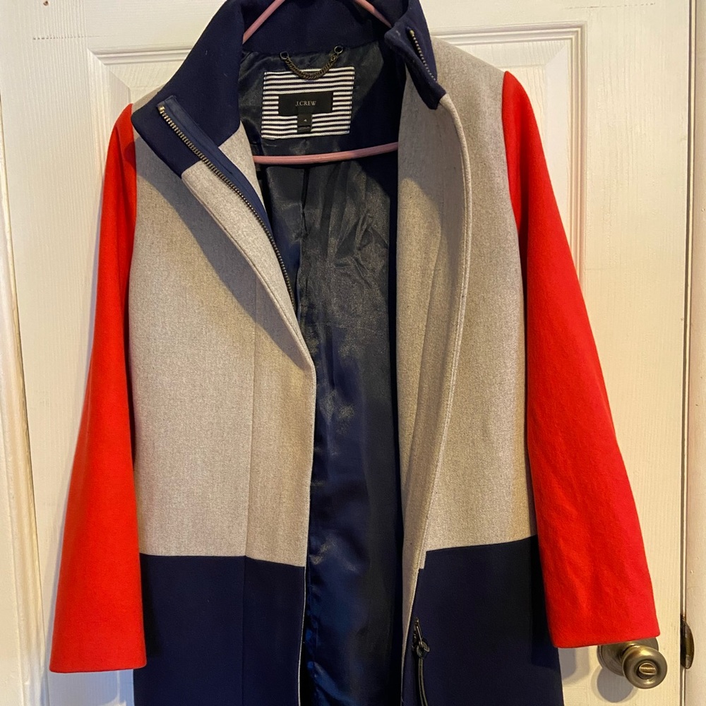 J. Crew Color Block Coat EUC SIZE 4